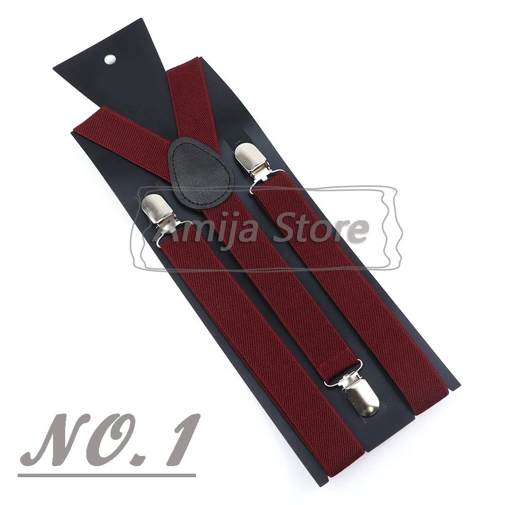 Colorful Elastic Leather Suspenders Men Kid Boys Straps Unsex Clip-on Buckle Wedding Adjustable Suspension For Shirt Accessories