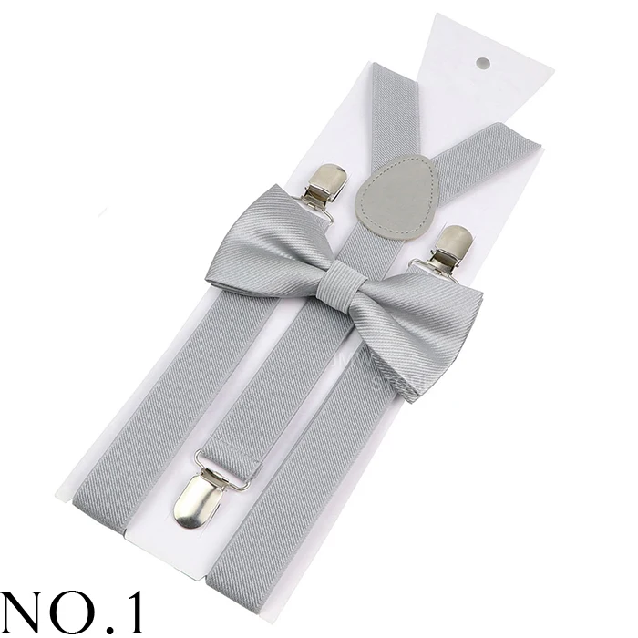 Elastic Leather Suspenders Bowtie Set Braces Men Women Brown Adjustable Braces Straps For Wedding Y-Back Shirt Accessories