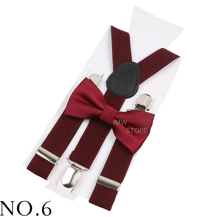 Elastic Leather Suspenders Bowtie Set Braces Men Women Brown Adjustable Braces Straps For Wedding Y-Back Shirt Accessories