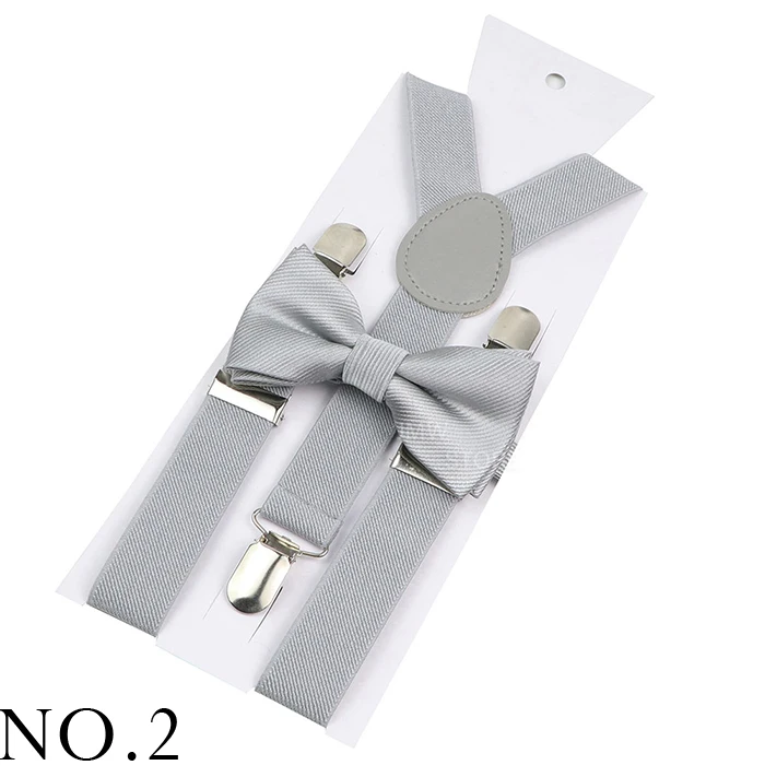 Elastic Leather Suspenders Bowtie Set Braces Men Women Brown Adjustable Braces Straps For Wedding Y-Back Shirt Accessories
