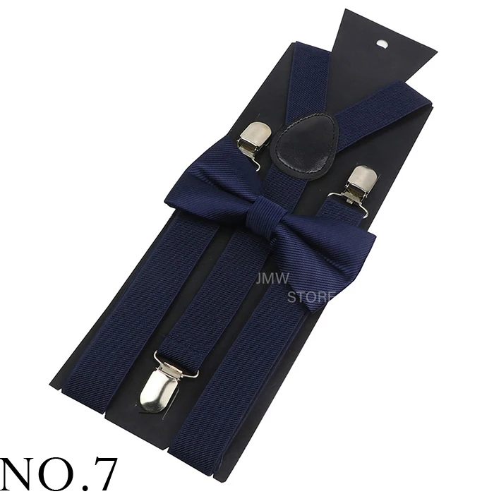 Elastic Leather Suspenders Bowtie Set Braces Men Women Brown Adjustable Braces Straps For Wedding Y-Back Shirt Accessories