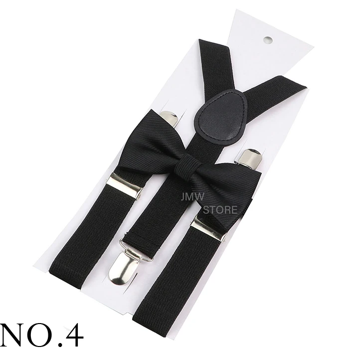 Elastic Leather Suspenders Bowtie Set Braces Men Women Brown Adjustable Braces Straps For Wedding Y-Back Shirt Accessories