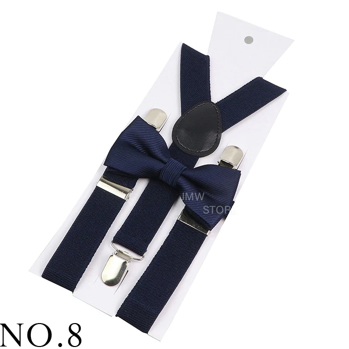 Elastic Leather Suspenders Bowtie Set Braces Men Women Brown Adjustable Braces Straps For Wedding Y-Back Shirt Accessories
