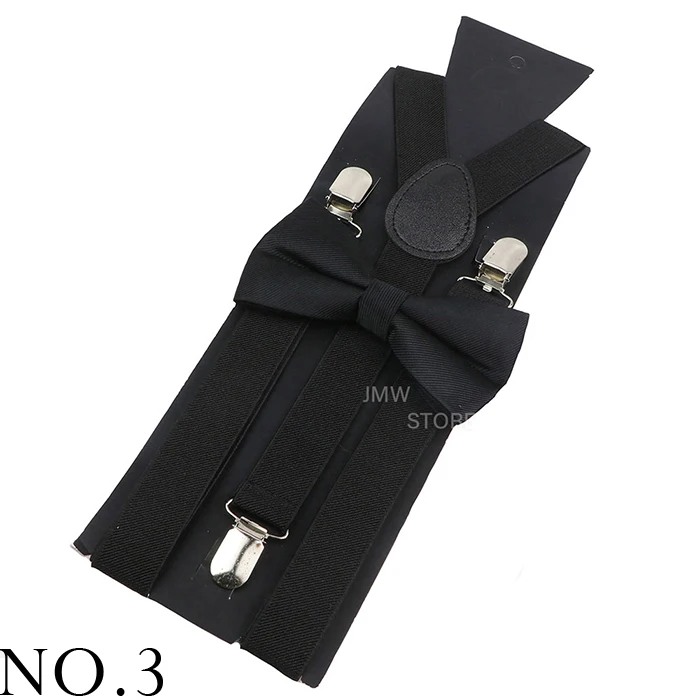 Elastic Leather Suspenders Bowtie Set Braces Men Women Brown Adjustable Braces Straps For Wedding Y-Back Shirt Accessories