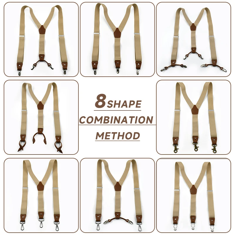 Deepeel 3.5*125cm Adult Men's Suspenders 3/6 Clips Harness Man Fashion Suspender for Pants DIY Elastic Braces Male Jockstrap