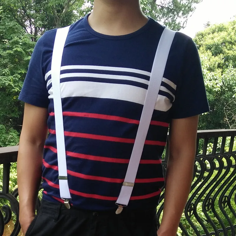 Bright White Rib Color Suspenders for Men Women New Arrival 3.5 Width X Back Adult Suspender
