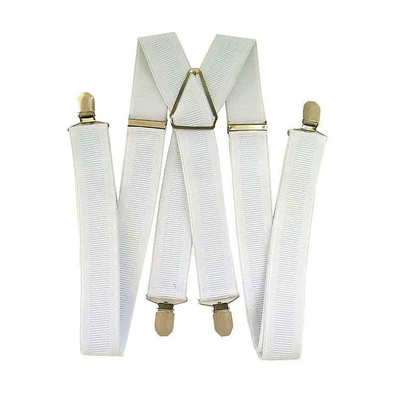 Bright White Rib Color Suspenders for Men Women New Arrival 3.5 Width X Back Adult Suspender