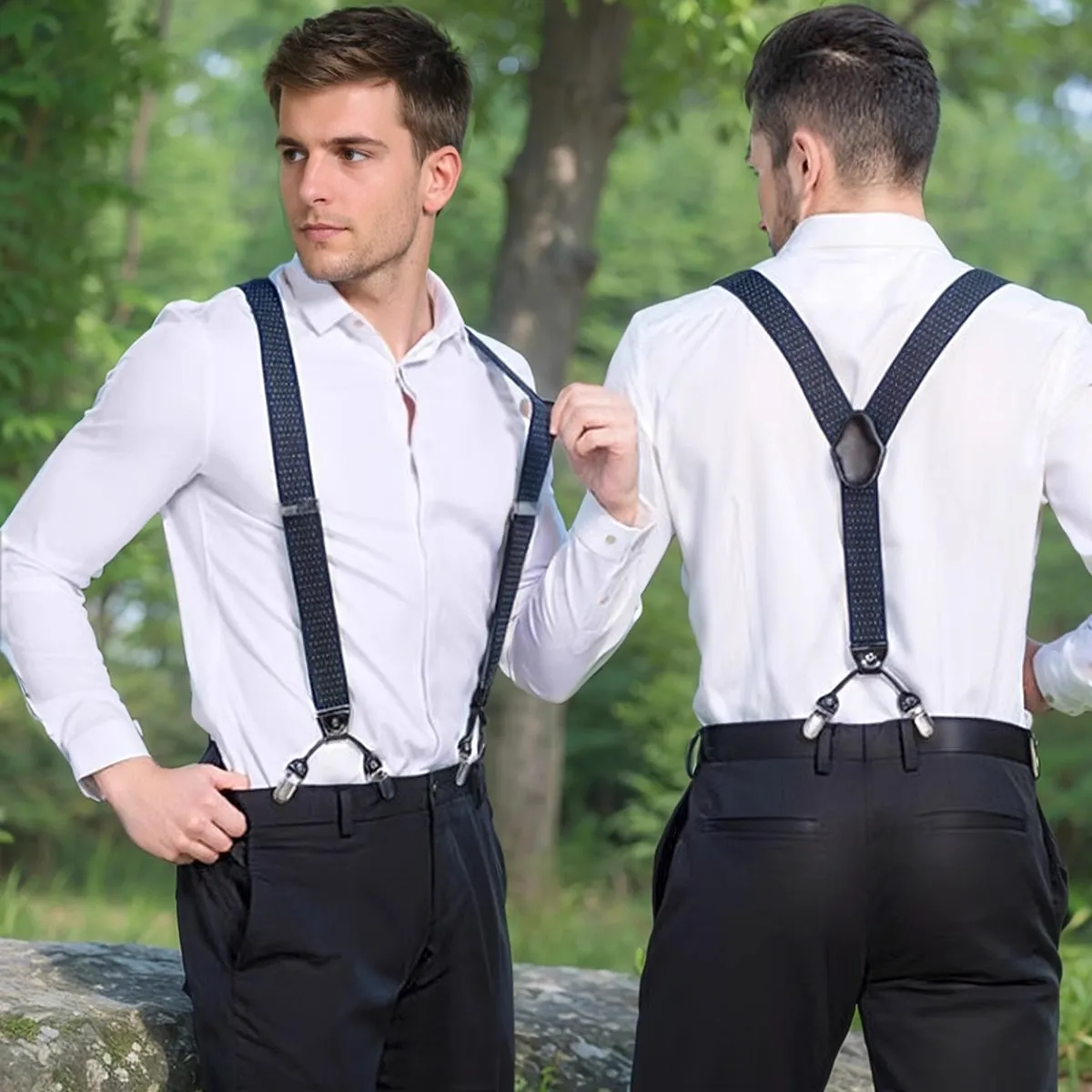 Adult Suspenders Man's Braces Vintage Casual Suspensorio Tirantes Trousers Strap Father/Husband's Gift 6 Clips 3.5*120cm