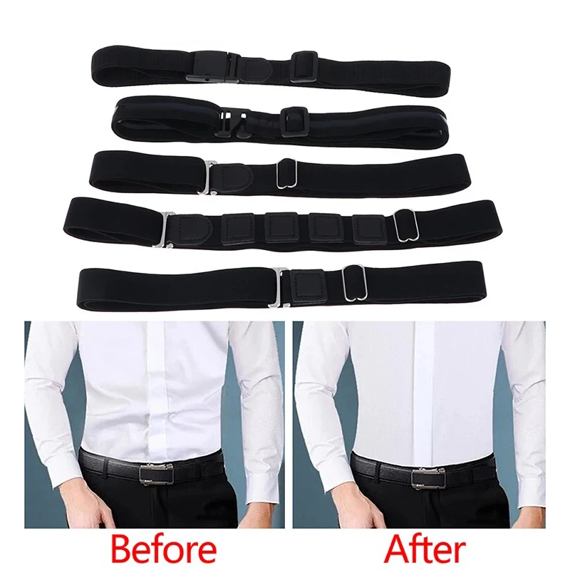 Men's Adjustable Elastic Shirt Stay Belt Keep Shirt Tucked It in All Day