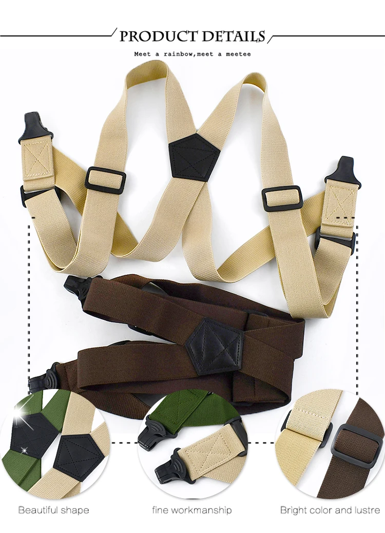 Deepeel 3.8*125cm Fashion Men Suspenders Adult 2 Clips Side Plastic Braces Strap for Belt Shirt Pants Suspender Male Jockstrap