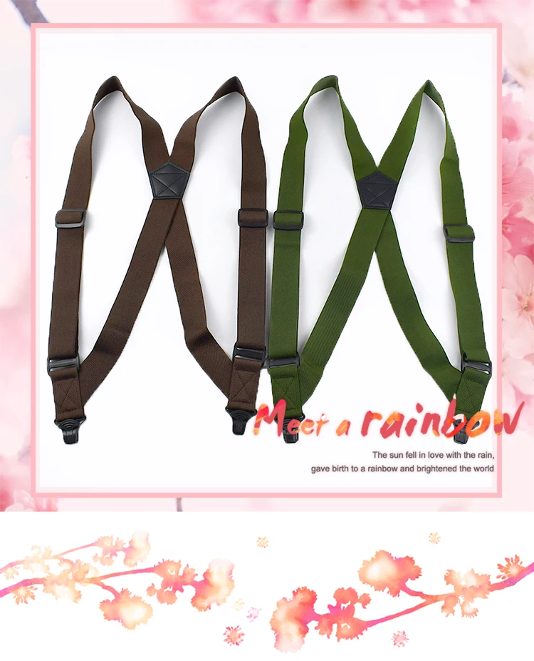 Deepeel 3.8*125cm Fashion Men Suspenders Adult 2 Clips Side Plastic Braces Strap for Belt Shirt Pants Suspender Male Jockstrap