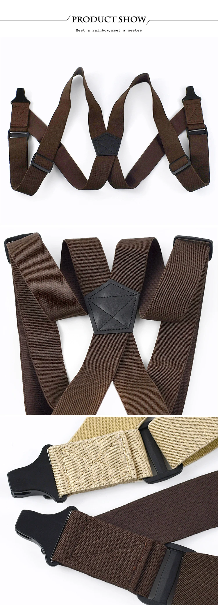 Deepeel 3.8*125cm Fashion Men Suspenders Adult 2 Clips Side Plastic Braces Strap for Belt Shirt Pants Suspender Male Jockstrap
