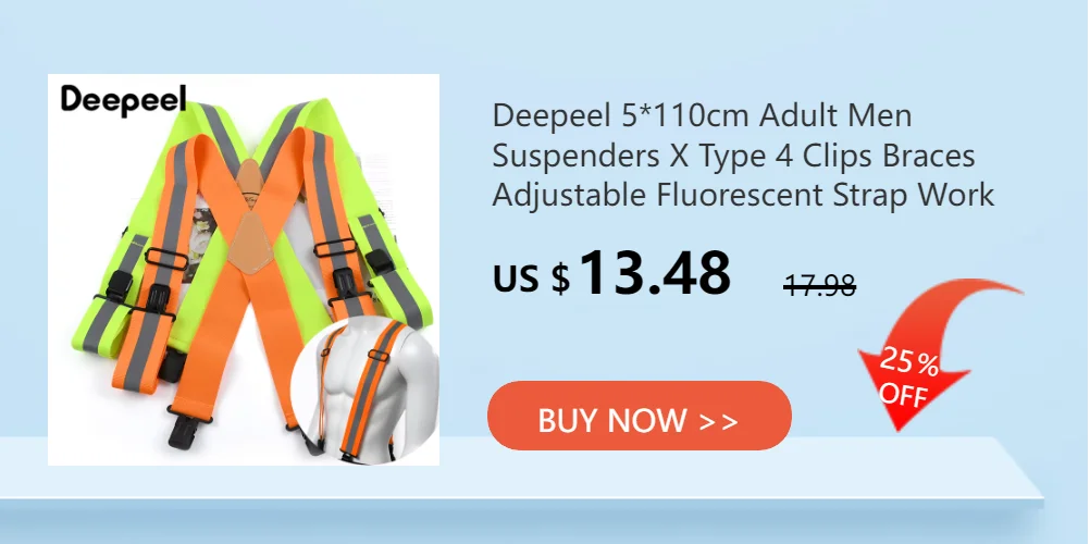 Deepeel 3.8*125cm Fashion Men Suspenders Adult 2 Clips Side Plastic Braces Strap for Belt Shirt Pants Suspender Male Jockstrap