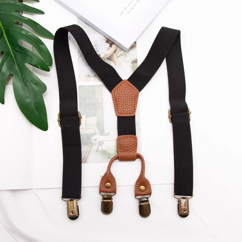 Suspenders Kids Boy Girl Childrens Christmas Gift Designer Wedding Costume Adjustable Y-Back Black Braces Clothing Accessories