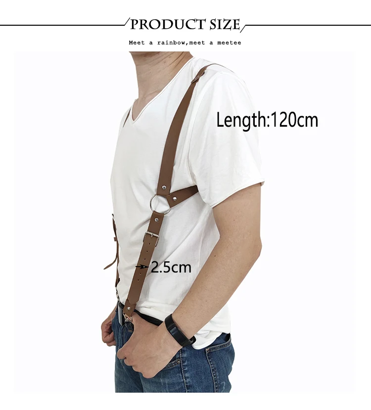 Deepeel Adult Men's Suspenders Faux Leather Goth Men Suspender Adjustable Shoulder Strap Braces Harness Man Belt Accessories