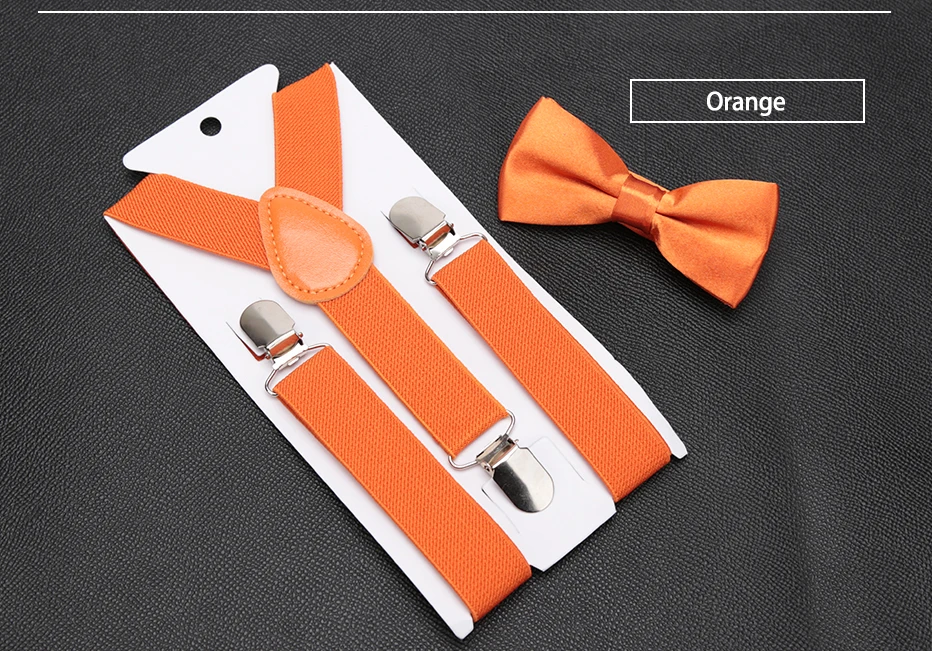 Kids Suspenders Bow Tie Set Boy Girl Retro Adjustable Suspenders Children Baby Braces Clip-on Trousers Wedding Ties Accessories