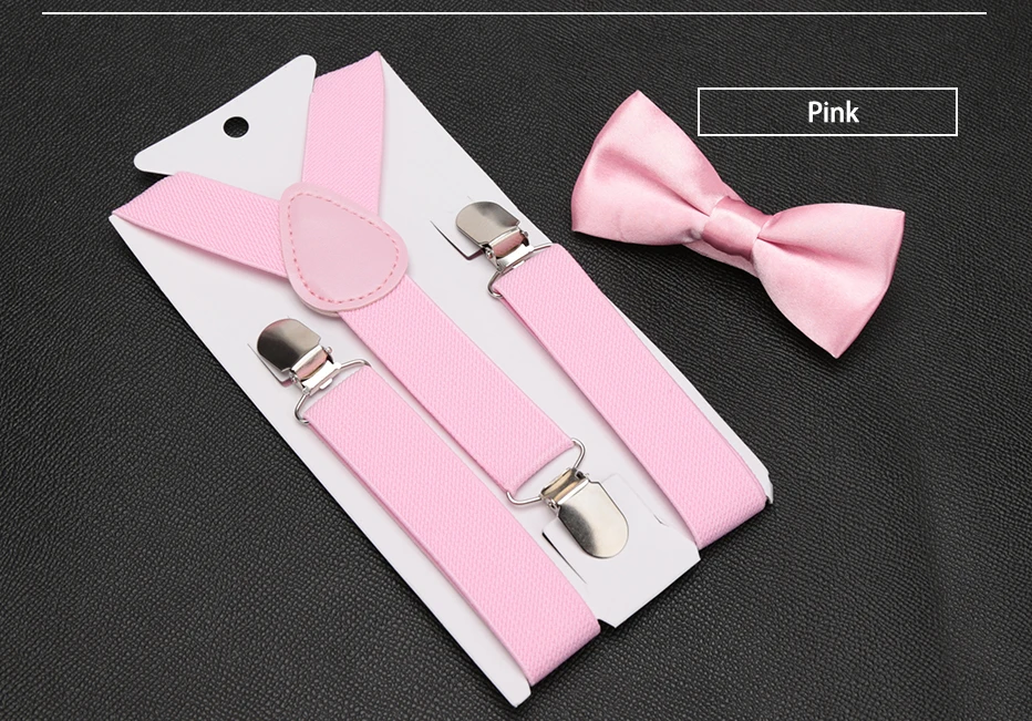 Kids Suspenders Bow Tie Set Boy Girl Retro Adjustable Suspenders Children Baby Braces Clip-on Trousers Wedding Ties Accessories