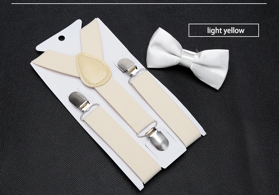 Kids Suspenders Bow Tie Set Boy Girl Retro Adjustable Suspenders Children Baby Braces Clip-on Trousers Wedding Ties Accessories