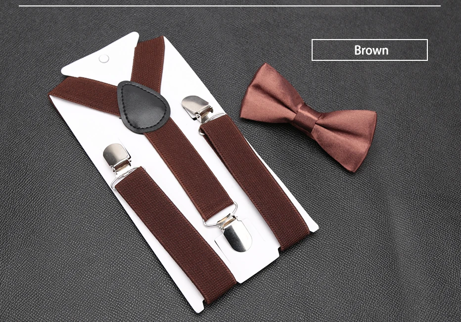 Kids Suspenders Bow Tie Set Boy Girl Retro Adjustable Suspenders Children Baby Braces Clip-on Trousers Wedding Ties Accessories