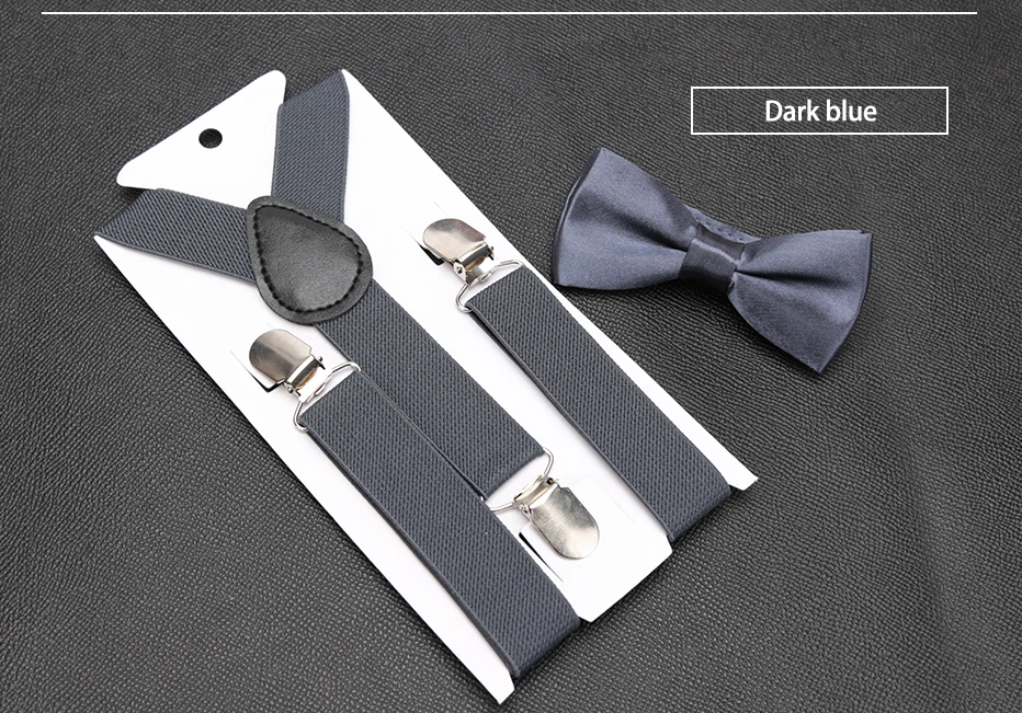 Kids Suspenders Bow Tie Set Boy Girl Retro Adjustable Suspenders Children Baby Braces Clip-on Trousers Wedding Ties Accessories