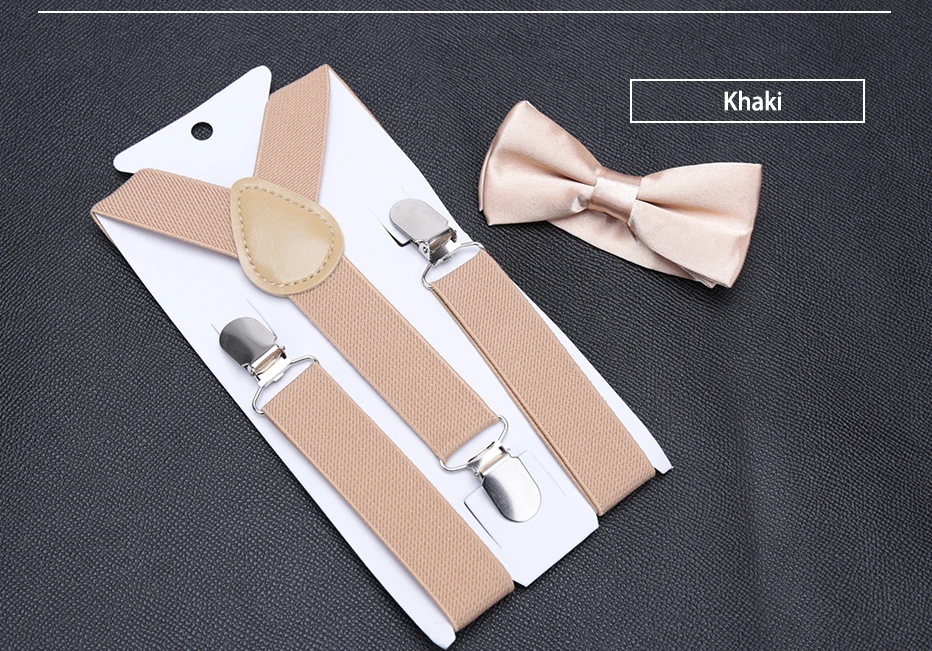 Kids Suspenders Bow Tie Set Boy Girl Retro Adjustable Suspenders Children Baby Braces Clip-on Trousers Wedding Ties Accessories