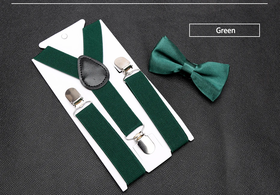 Kids Suspenders Bow Tie Set Boy Girl Retro Adjustable Suspenders Children Baby Braces Clip-on Trousers Wedding Ties Accessories