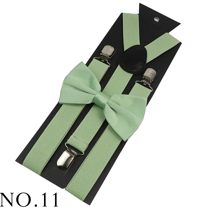Elastic Leather Suspenders Bowtie Set Braces Men Women Sage Green Adjustable Braces Straps For Wedding Y-Back Shirt Accessories