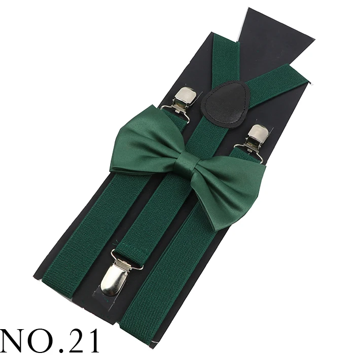 Elastic Leather Suspenders Bowtie Set Braces Men Women Sage Green Adjustable Braces Straps For Wedding Y-Back Shirt Accessories
