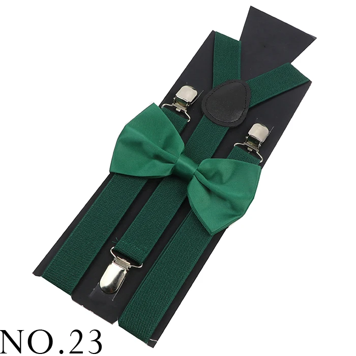 Elastic Leather Suspenders Bowtie Set Braces Men Women Sage Green Adjustable Braces Straps For Wedding Y-Back Shirt Accessories