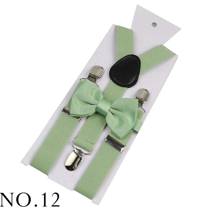 Elastic Leather Suspenders Bowtie Set Braces Men Women Sage Green Adjustable Braces Straps For Wedding Y-Back Shirt Accessories