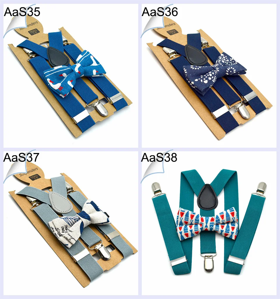 Baby Kids British Style Suspenders and Bow Tie Set Boys Braces Bowties Girls Tirantes Popular Three Clip Suspenders Elasticity