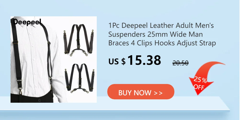 Deepeel 3.5*125cm Adult Men's Suspenders 2 Clip Elastic Strap Harness Men Braces Jockstrap Suspender for Pants Shirts Belts