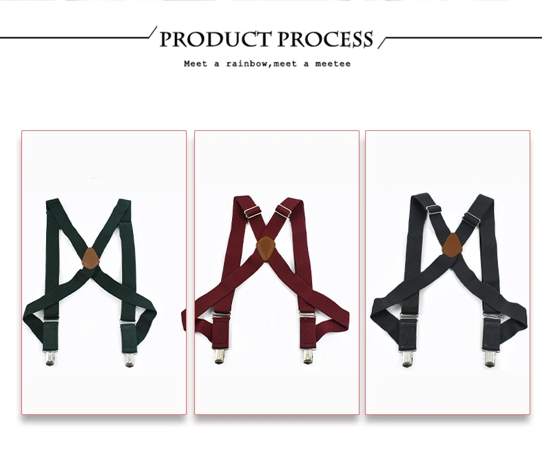 Deepeel 3.5*125cm Adult Men's Suspenders 2 Clip Elastic Strap Harness Men Braces Jockstrap Suspender for Pants Shirts Belts