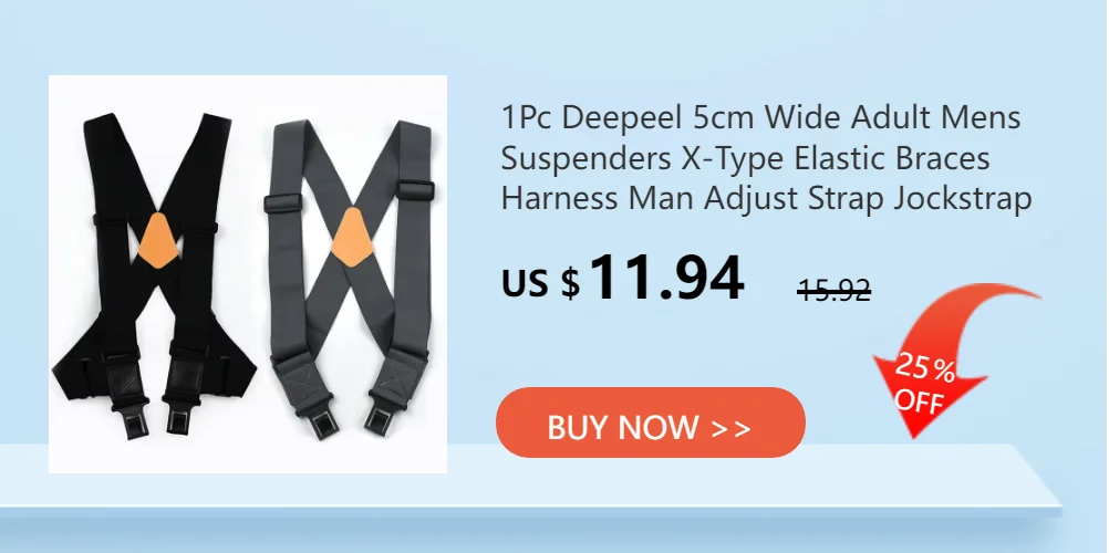 Deepeel 3.5*125cm Adult Men's Suspenders 2 Clip Elastic Strap Harness Men Braces Jockstrap Suspender for Pants Shirts Belts