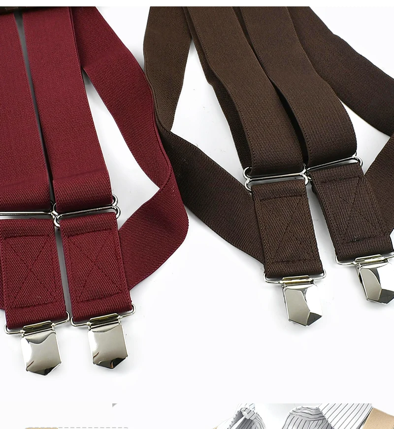 Deepeel 3.5*125cm Adult Men's Suspenders 2 Clip Elastic Strap Harness Men Braces Jockstrap Suspender for Pants Shirts Belts