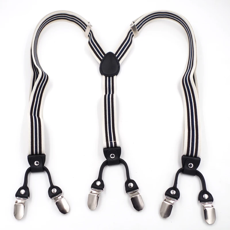 New Suspenders Black Leather 6 Clips Braces Male Vintage Adult Suspensorio Trousers Strap Father/Husband's Gift 2.5*120cm