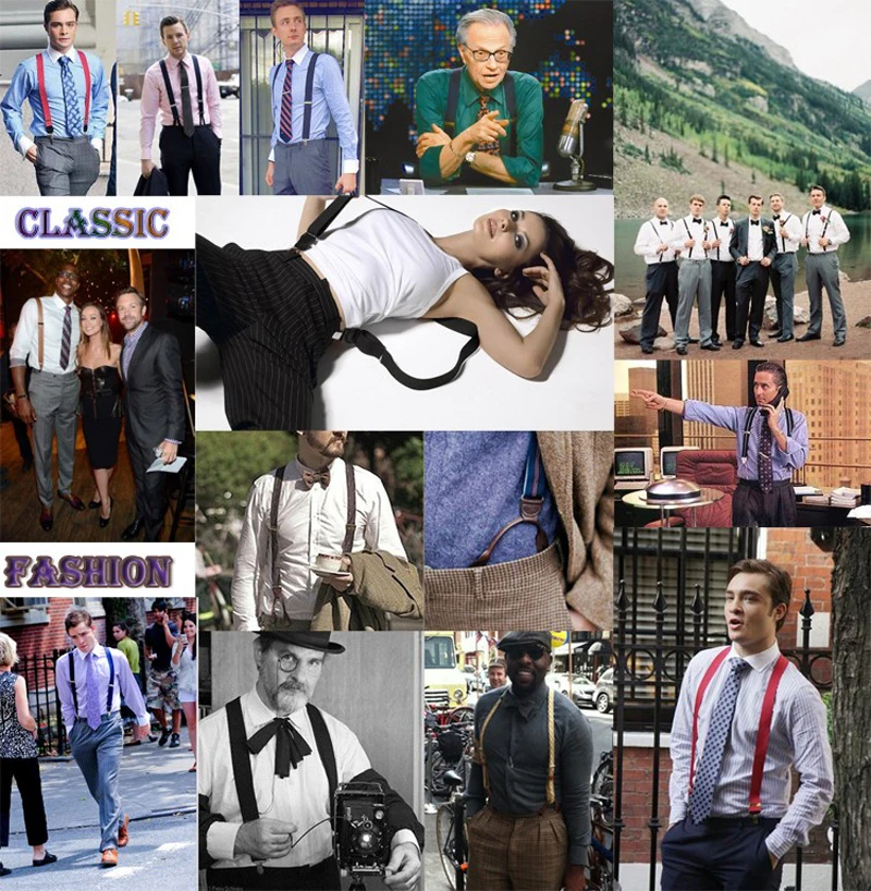 New Suspenders Black Leather 6 Clips Braces Male Vintage Adult Suspensorio Trousers Strap Father/Husband's Gift 2.5*120cm