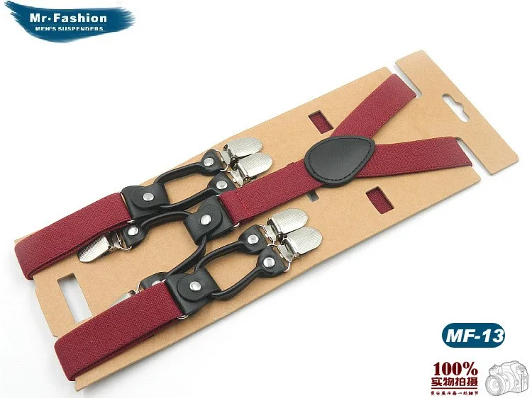 New Suspenders Black Leather 6 Clips Braces Male Vintage Adult Suspensorio Trousers Strap Father/Husband's Gift 2.5*120cm