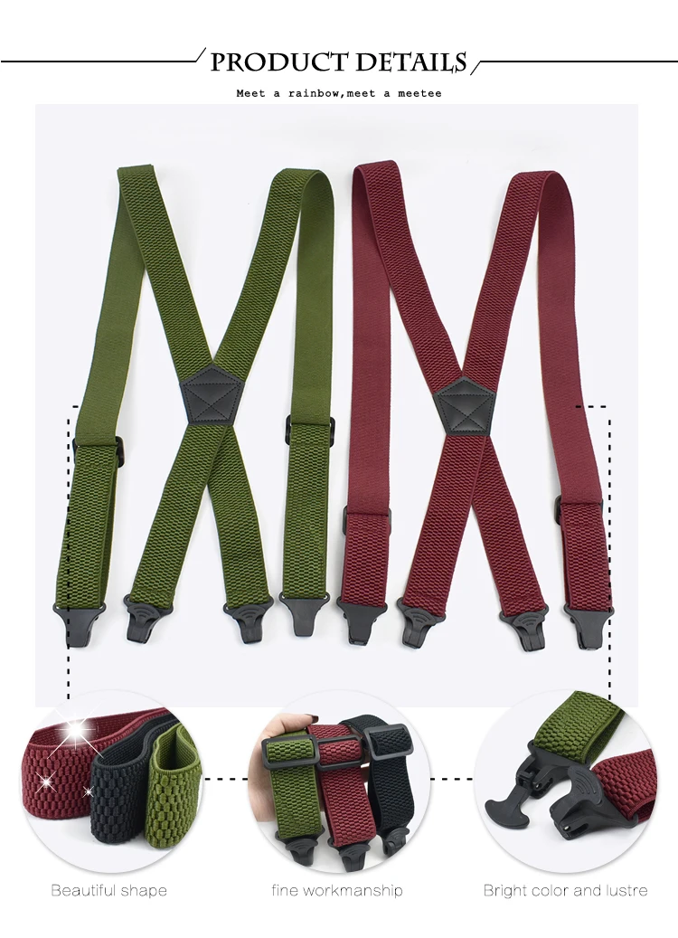 3.5*120cm Adult Men's Suspender X-Type Elastic Braces 4 Clips Plastic Buckles Strap Harness Man Work Male Jockstrap Accessories