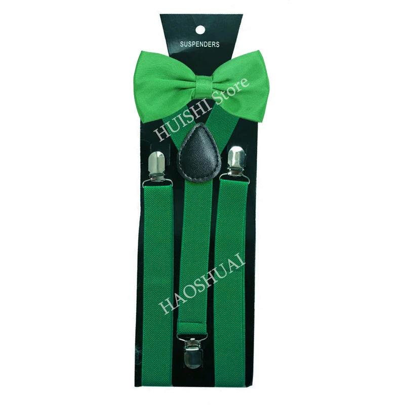 HUISHI Fashion Plain Black Suspenders for Men Navy Red Burgundy Braces Unisex Strap Bretels Mannen Women Bow Tie Suspenders Blue