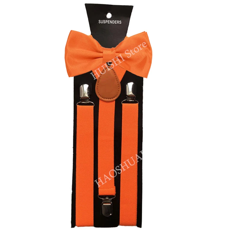 HUISHI Fashion Plain Black Suspenders for Men Navy Red Burgundy Braces Unisex Strap Bretels Mannen Women Bow Tie Suspenders Blue