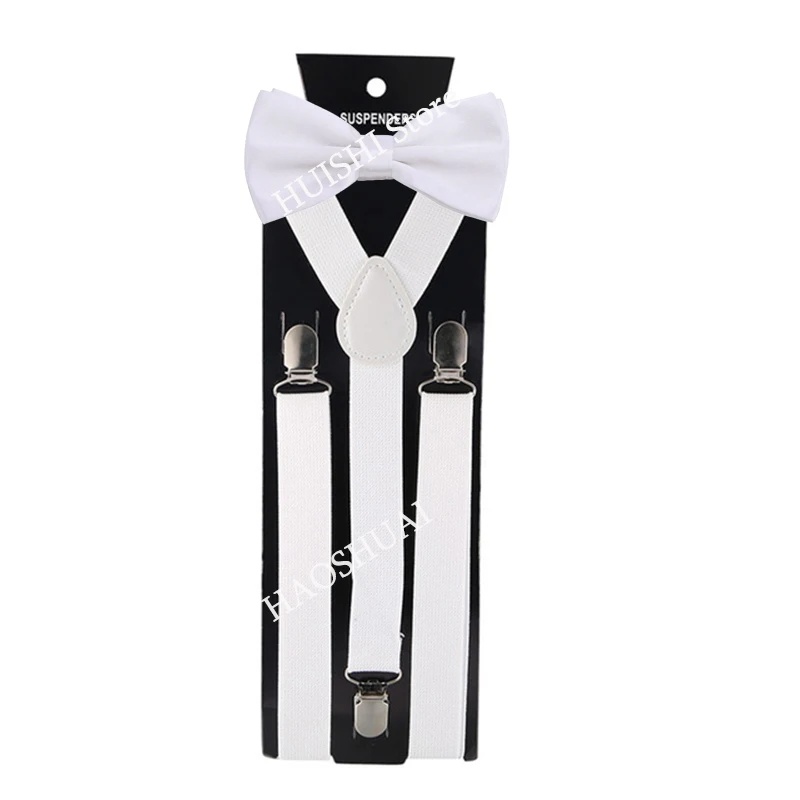 HUISHI Fashion Plain Black Suspenders for Men Navy Red Burgundy Braces Unisex Strap Bretels Mannen Women Bow Tie Suspenders Blue