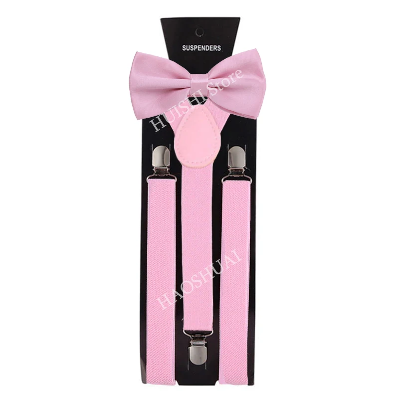 HUISHI Fashion Plain Black Suspenders for Men Navy Red Burgundy Braces Unisex Strap Bretels Mannen Women Bow Tie Suspenders Blue