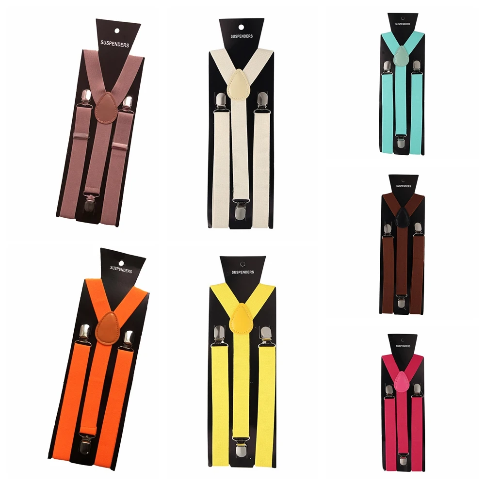 HUISHI Fashion Plain Black Suspenders for Men Navy Red Burgundy Braces Unisex Strap Bretels Mannen Women Bow Tie Suspenders Blue
