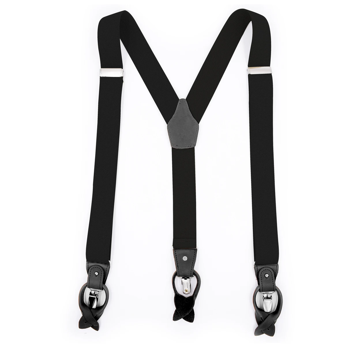 Dual Suspenders Male Men's Button Suspenders Cowhide Spaghetti Strap Fashion Button Braces Strong Clips New 6 Sold Colors