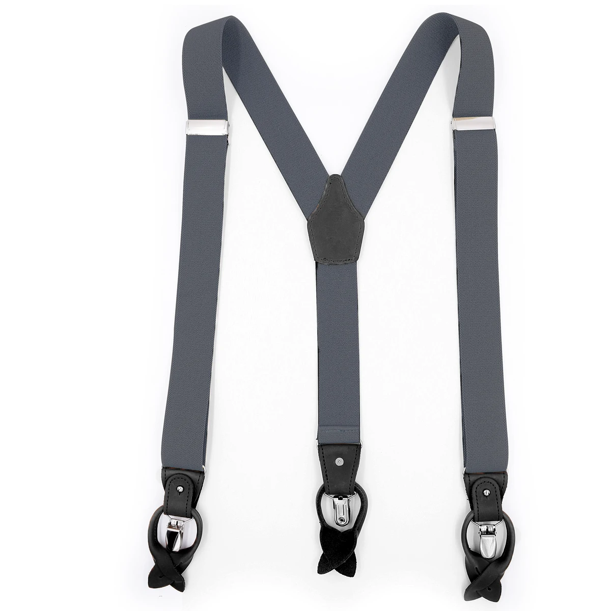 Dual Suspenders Male Men's Button Suspenders Cowhide Spaghetti Strap Fashion Button Braces Strong Clips New 6 Sold Colors