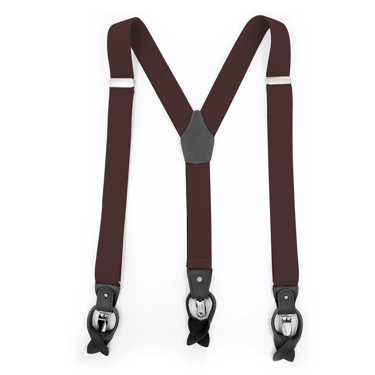 Dual Suspenders Male Men's Button Suspenders Cowhide Spaghetti Strap Fashion Button Braces Strong Clips New 6 Sold Colors