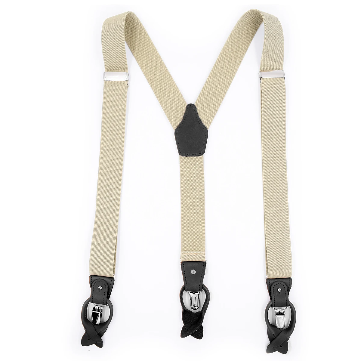 Dual Suspenders Male Men's Button Suspenders Cowhide Spaghetti Strap Fashion Button Braces Strong Clips New 6 Sold Colors