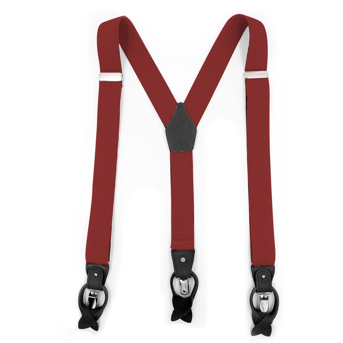 Dual Suspenders Male Men's Button Suspenders Cowhide Spaghetti Strap Fashion Button Braces Strong Clips New 6 Sold Colors