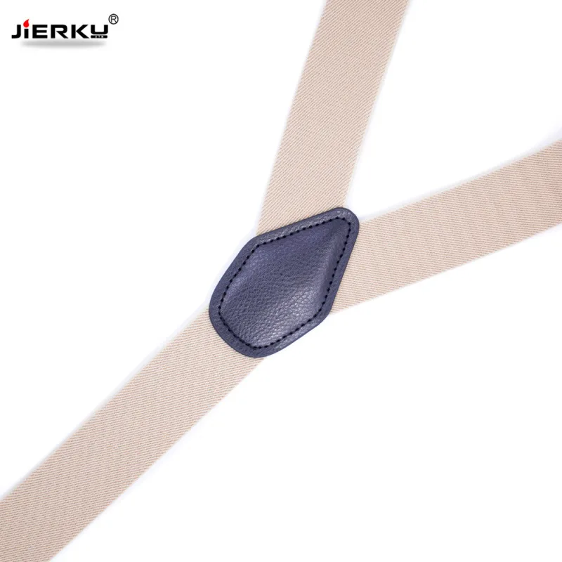 JIERKU Buttons Suspenders Man's Braces Unisex Black Leather Suspenders New Y-Back Ligas Tirantes 3.5*120cm 8 Colors